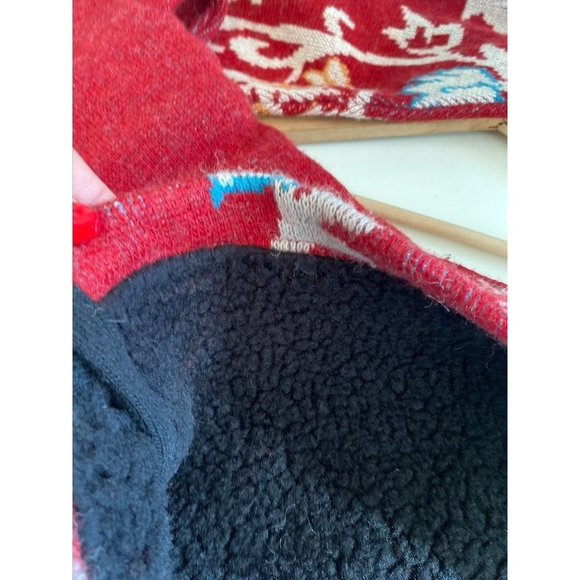 Jacquard Du Monde Sz L Knit Wool Blend Jacket Fleece Liner Floral Made in France - Picture 11 of 13